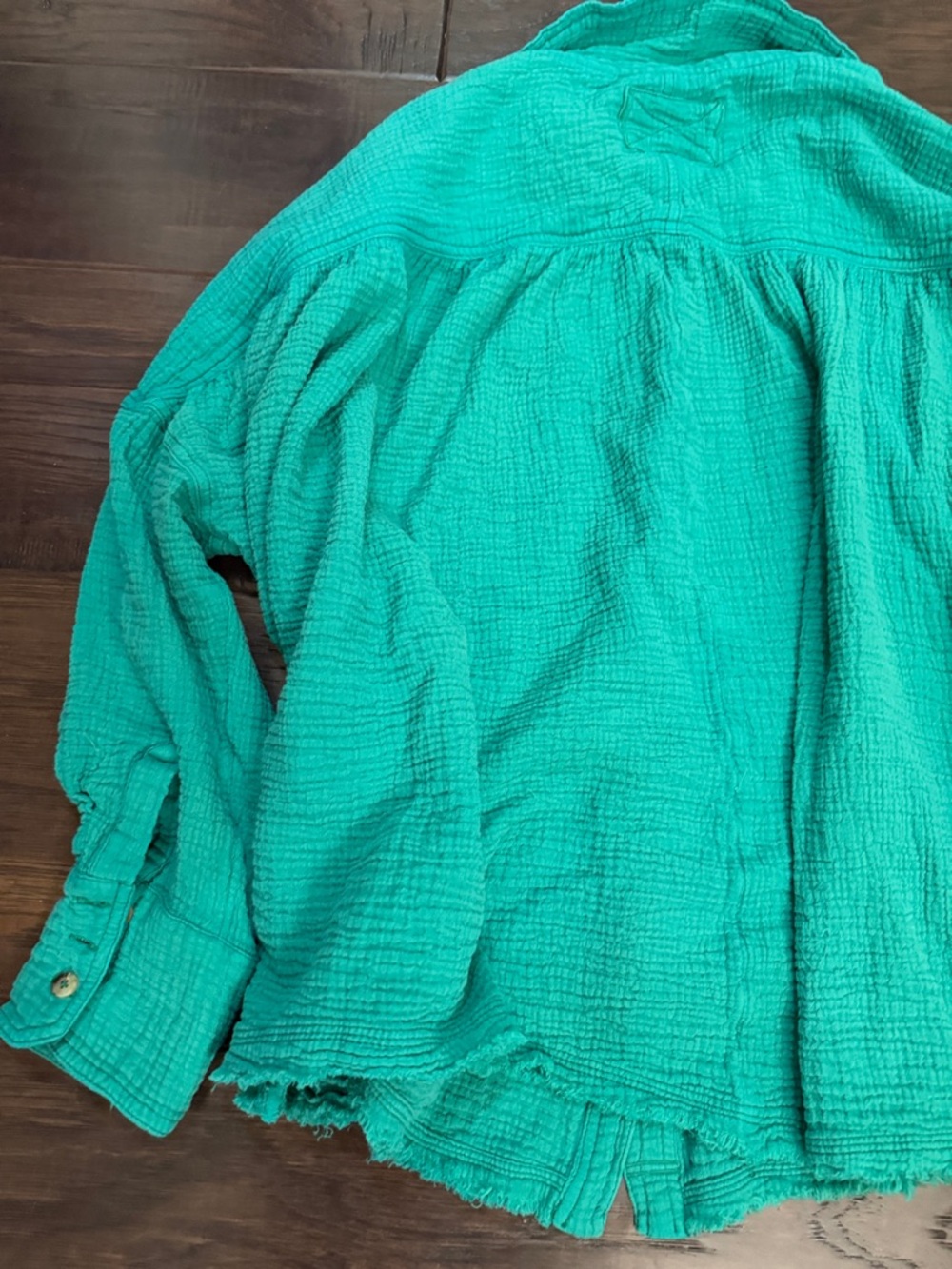 We The Free Teal Button-Up Gauze Shirt - Picture 9 of 16